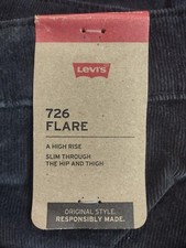 Levi s NWT Women s 726 Flare Jeans 30x32 Black Corduroy Bootcut