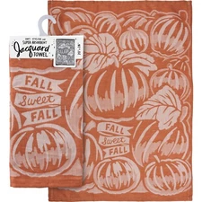 Primitives By Kathy Jacquard Cotton Dish Towel ~ Orange Fall Sweet Fall