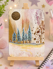 Original ACEO “Golden Silence" Paint Pour Painting Mixed Media Ashpetalpixie