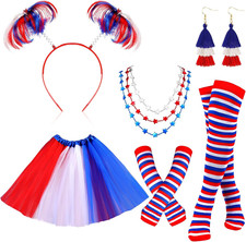 6 Pcs Patriotic Tutu Costume Accessories for Women 4Th of July 250Th Anniversary