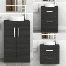 Bathroom Vanity Unit Countertop Basin Sink Floor Standing Wall Hung Hale Black