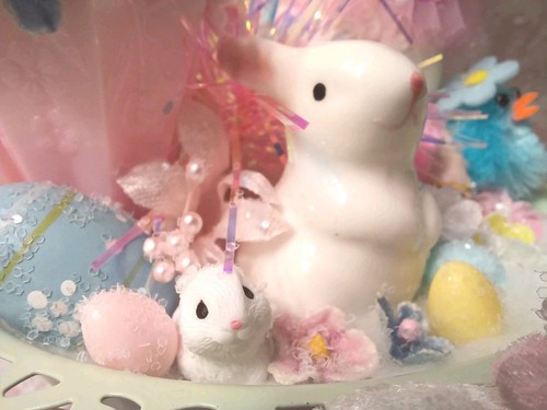 ๐๐ Carino! Vintage Dolce Primavera Pasqua Agnello Coniglietti Pulcini Pastello Assemblaggio - Foto 7 di 15