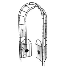 98.4 In. X 45.24 In. Metal Garden Arch with Doors Garden Arbor Trellis Climbing