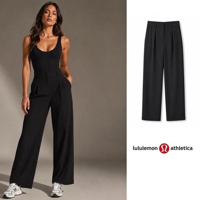NEW Lululemon Athletica Black High-Rise Pleated Trousers Sz 4