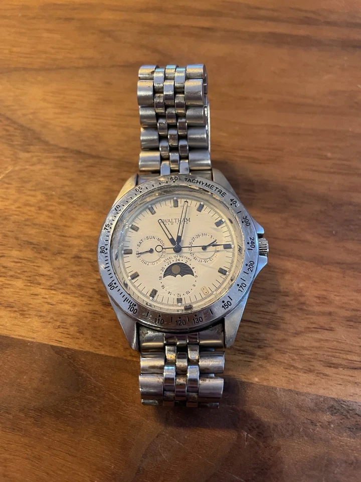 男式沃尔瑟姆石英月相测速计移动新电池 2025 年 12 月 — 第 2/4 张图片