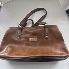 Nine & CO by Nine West Brown Vegan Leather Shoulder Bag Purse Satchel