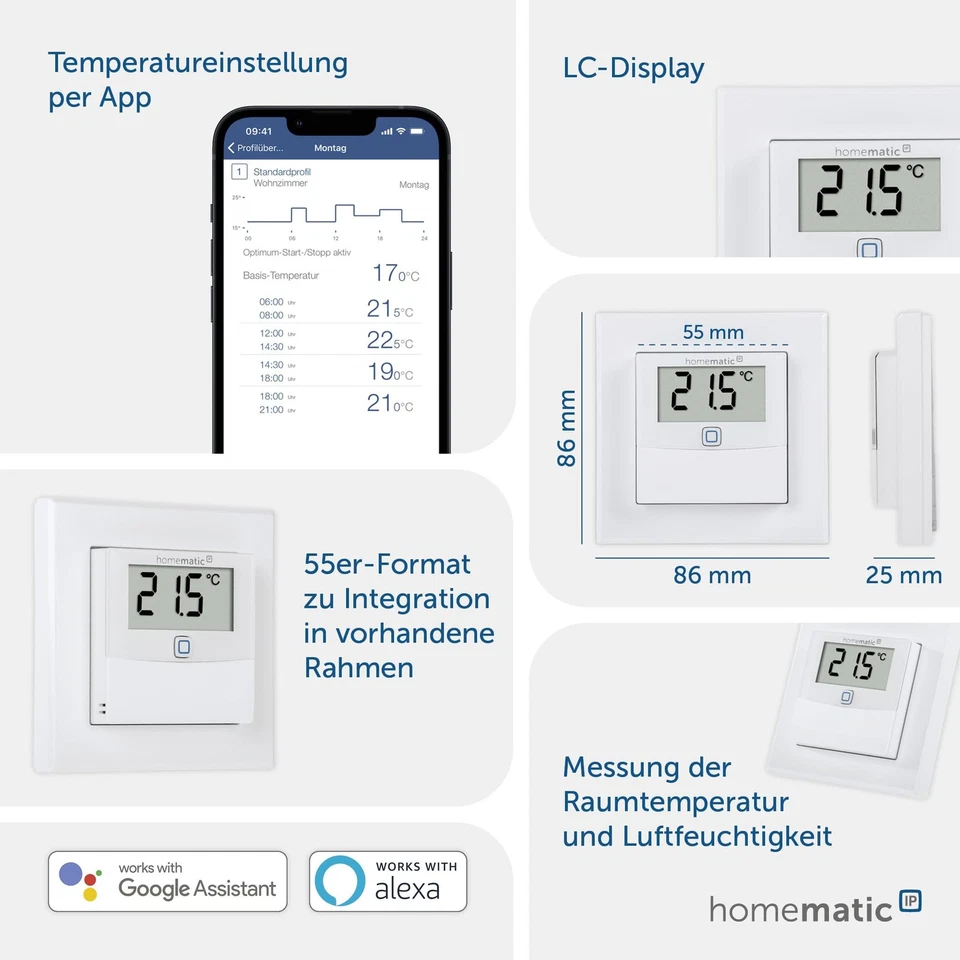 Smart Home Temperatur- und Luftfeuchtigkeitssensor mit Display – innen steuer... - Bild 3 von 4