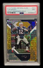 2016 panini unparalleled #DD4 tom brady; gold 5/5 draft diamonds PSA 9