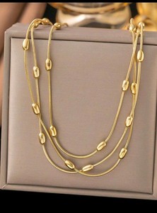 Authentic Gold plated Multi Layered Chain Necklace Chocker High Quality