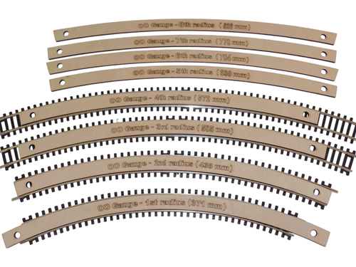 Track Laying Templates - 8 various radius + straight OO Gauge tool guide plywood - Picture 6 of 6