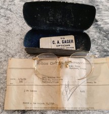 Vintage Gold Filled Rimless Eye Glasses. Great Shape. 01/10 12 KGF with case.