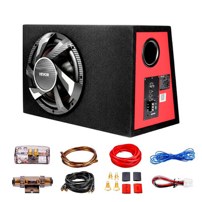 Aktiv Subwoofer Auto 12 Zoll 490W Bassbox mit Gehäuse und Verstärker Kabelset