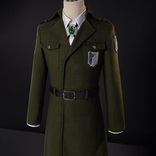 Attack on Titan Survey Corps Army Green Coat Halloween Cosplay Costume Full Set