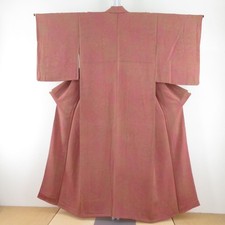 Komon kimono Silk Chirimen Floral Brown 59.8inch Women's