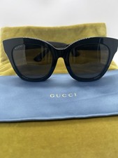 Gucci GG0029SA Black Cat Eye Women's Sunglasses Gray Tinted Plastic Lens Frame