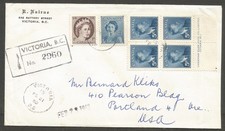 1962 Stamp Dealer Cover Registered 25c GVI/QEII Franking CDS Victoria BC