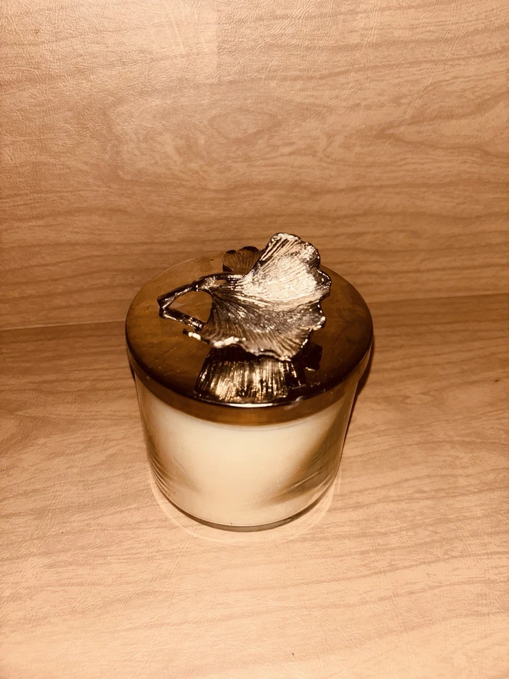 Michael Aram Ginkgo 蜡烛银色手工签名刻在封面上阅读!! — 第 2/4 张图片