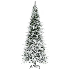 9' Snow Flocked Artificial Christmas Tree w/ 1159 Realistic Branch Tips Green