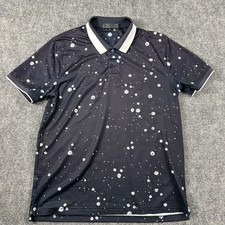 G/FORE Polo Shirt Mens Large Blue Allover Floral Print Golf Performance Stretch