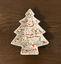 VTG Ceramic Christmas Tree Shaped Speckled Sp...