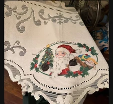Heritage Lace Santa Claus & Reindeer Mantle Scarf 19”x 96” Skirt New Vintage
