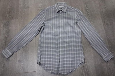 Calvin Klein Shirt Mens Gray Long Sleeve Button Down Cotton Blend SIZE S(14 1/2)