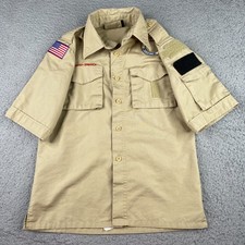 Boy Scouts of America Uniform Shirt Youth Medium Beige Short Sleeve BSA