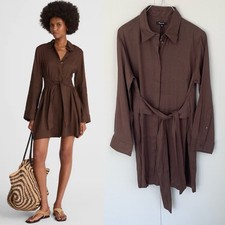 MADEWELL Tie-Front Shirtdress in Roasted Chicory NV476 Size 12