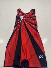 GK ELITE Gymnastics Leotard PATRIOTIC Red White Blue SIZE: CL Child Large EUC