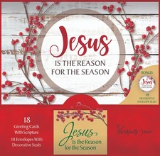 F03484 Faithfully Yours JESUS IS THE REASON Christmas Cards W/Scripture