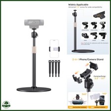 Desk Webcam Tripod Stand 360 Adjustable Height Sturdy Metal Base for Streaming