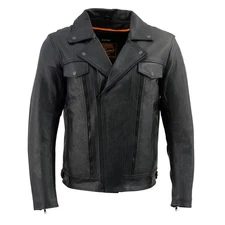Milwaukee Leather Men's Leather Motorcycle Jacket with Multi-Utility Pockets