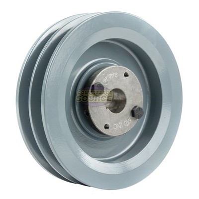 Cast Iron 6.25'' Dual Groove Pulley Belt B Section 5L with 7/8'' Sheave Bushing