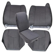  Front Driver and Passenger Bottom and Top Replacement Cloth Seat Covers Dark 