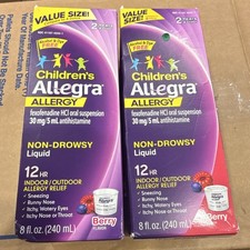 2 PACK Allegra  As Is  Children's Liquid Allergy Relief 30mg Berry 8 fl oz