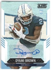 2021 SCORE ROOKIE SIGNATURES DYAMI BROWN ~ CARD #384 ~ N. CAROLINA TAR HEELS. rookie card picture