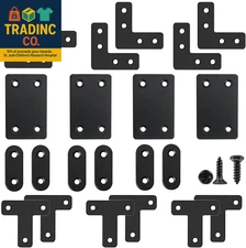 22 Pack Straight Brace Stainless Steel Black Flat Brace Straight Corner Braces S