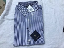 Ralph Lauren NWT s Men s Blue White Striped Dress Shirt Sz. 17- 36/37, Classic