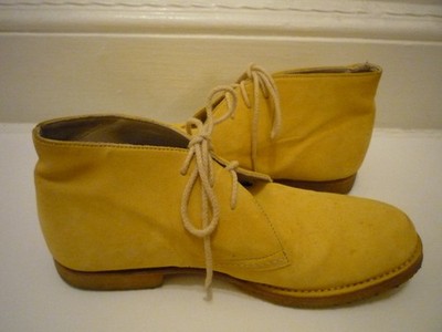Jill Sander Yellow Suede Ankle Lace Up Shoes Boots Women Size 9