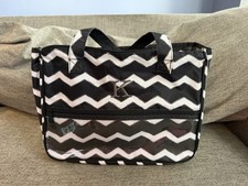 Thirty One True Beauty Bag In Black Chevron Makeup Organizer Monogram K READ