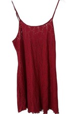 Gilligan O'Malley Red Lace Sheer Slip Dress Lingerie Night Gown Large Holiday