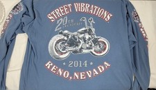 Street Vibrations 2014 Reno, Nevada Graphic T-Shirt XL Blue Long Sleeves Biker