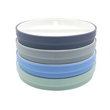 Kids 7.8 Porcelain White Plates with Silicone Sleeves Divided Plates Sui...