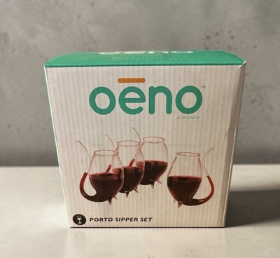 Oenophilia Porto Sippers Set 4 Hand blown Glass Vessels Good For Port Wine