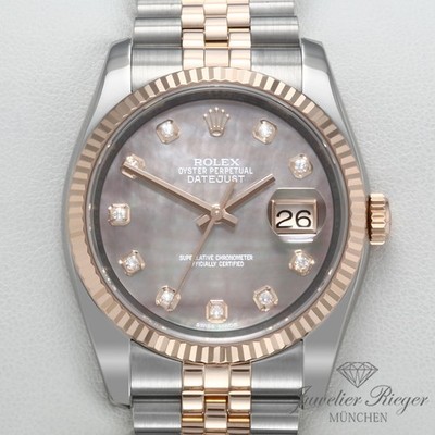 Rolex Datejust 36 mm 116231 2016 Stahl Rosegold 750 Perlmutt Diamanten Automatik