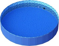 Pawtners Foldable Dog Pool with Sprinkler RGB LED Light, 72" X 12" Collapsible