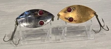 Lot Of 2 Red Eye Muskie Wiggler 3" Copper & Chrome Vintage with Hooks NICE