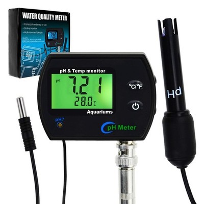 2 in 1 pH & Temperature Monitor, pH Meter with Backlight Function, Dual Displ...