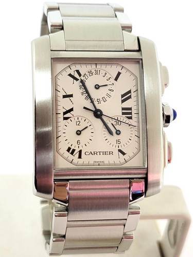 S/Steel CARTIER TANK/Francaise Chronoflex Chronograph Watch 23...