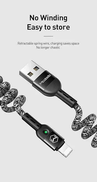 Mcdodo Retractable Coiled USB To Iphone Fast Charging Cable for Apple Iphone - image 2 of 4